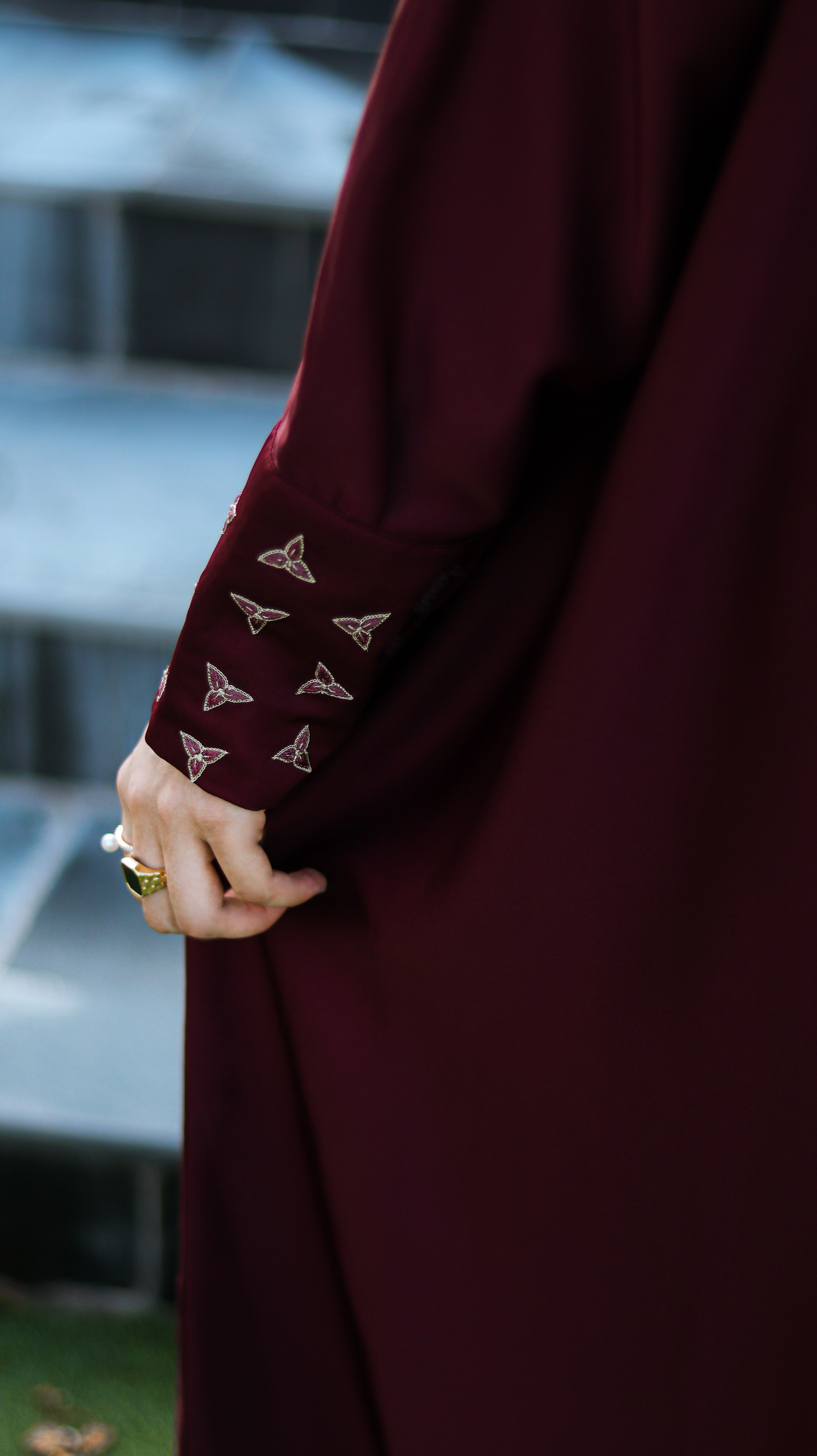 Maroon Embroidery Abaya