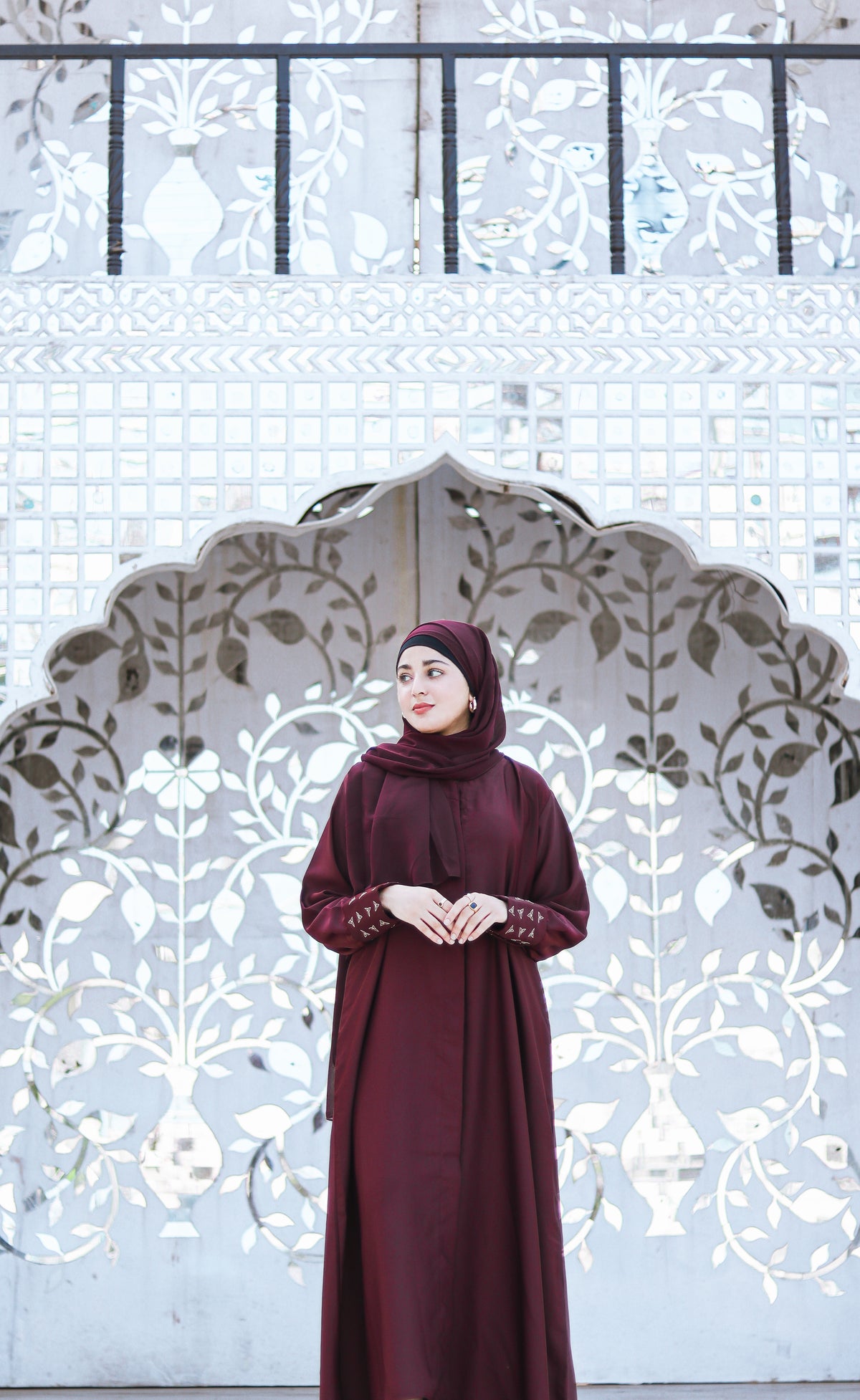 Maroon Embroidery Abaya