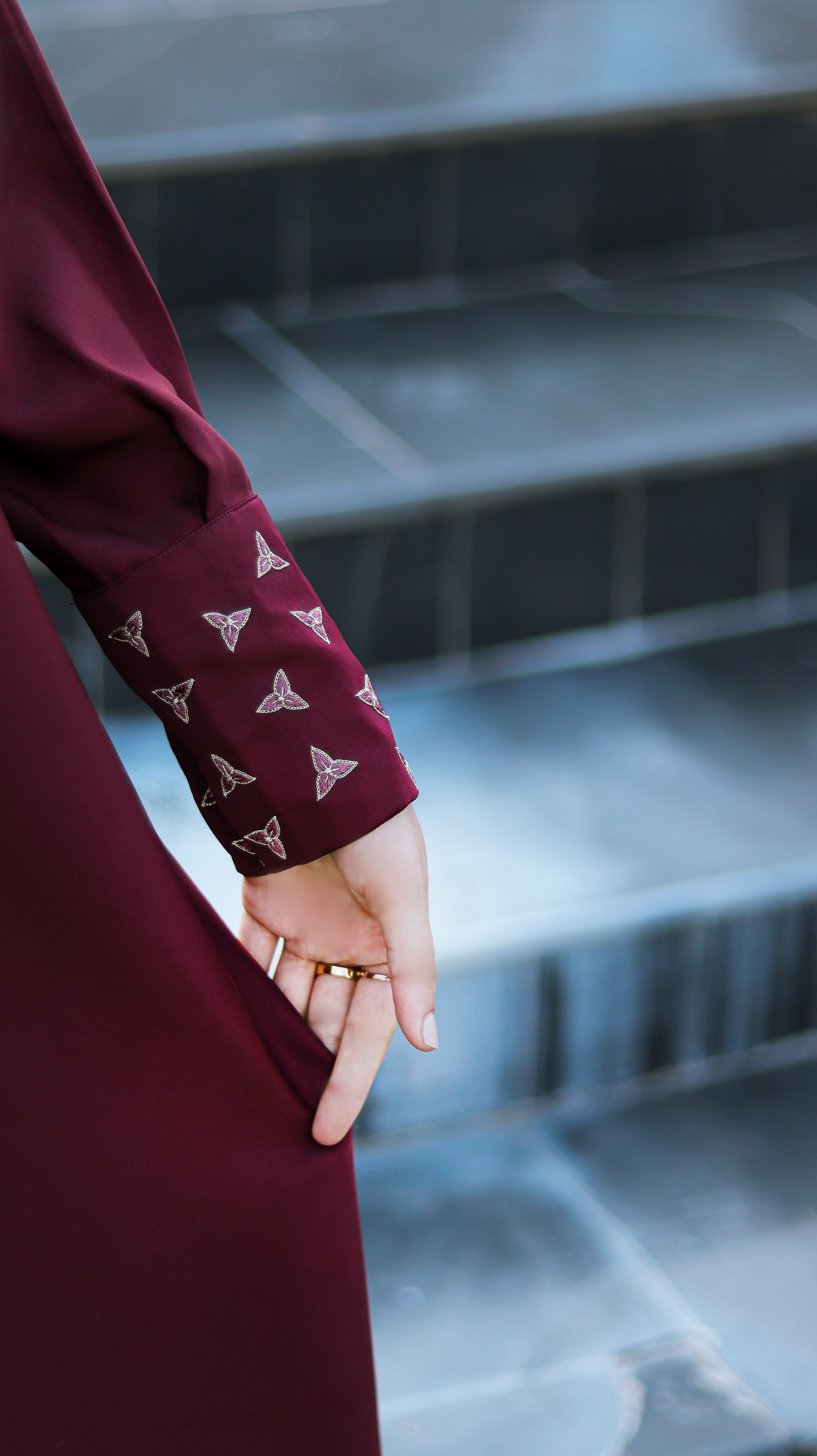 Maroon Embroidery Abaya