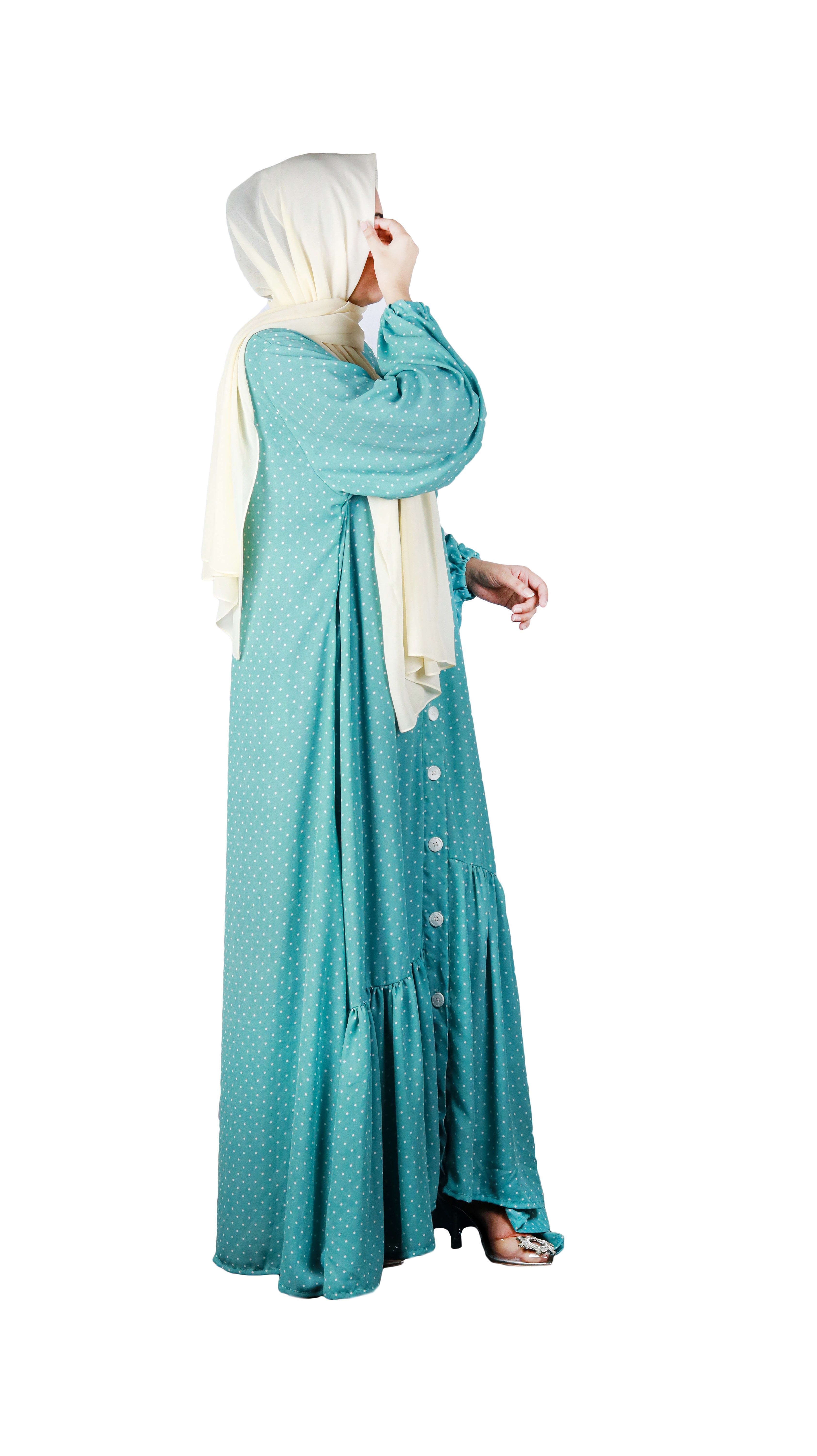 Button Through Ferozi Abaya