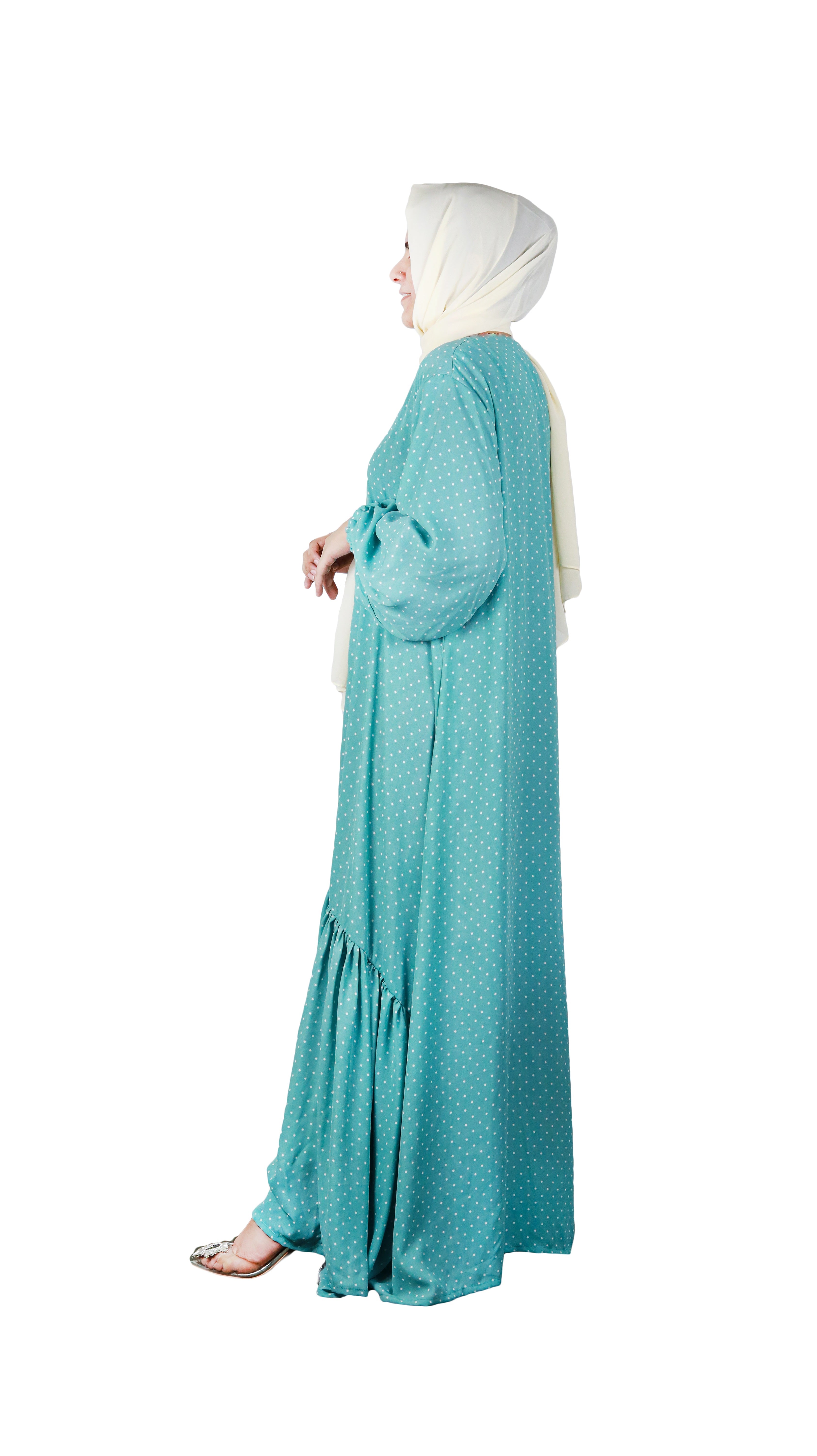 Button Through Ferozi Abaya